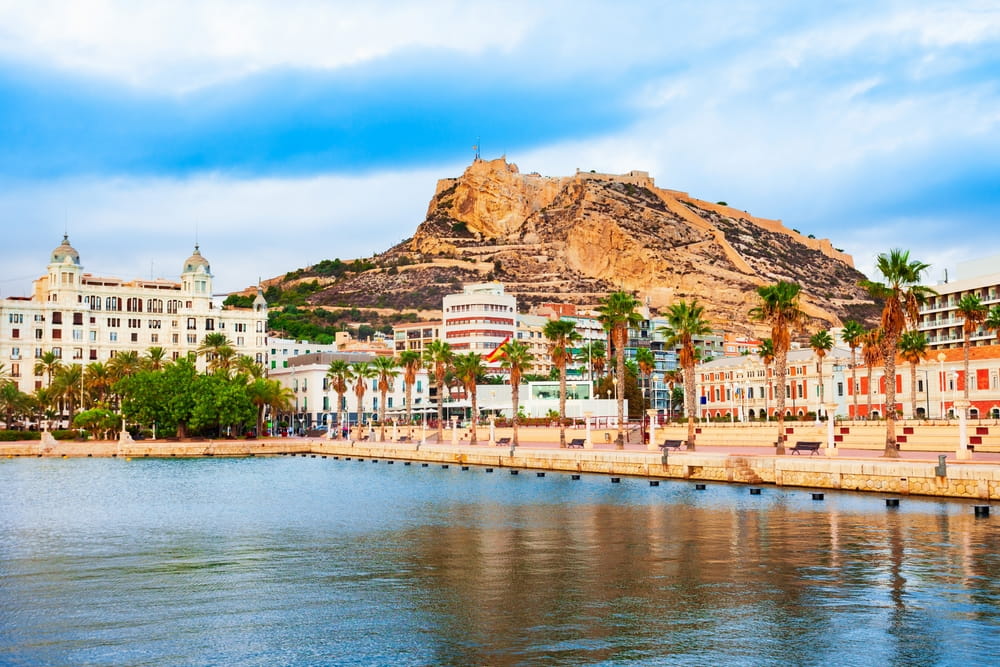 Santa Barbara Castle on Mount Benacantil overlooking Alicante marina and waterfront